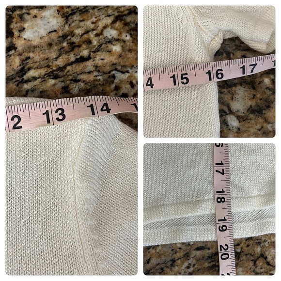 Tahari ASL beige Knit Sweater Blouse Normcore Womens Preppy Modest Mature 4P - Picture 6 of 10